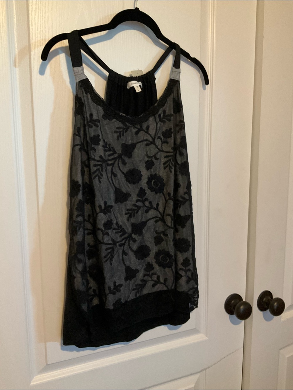 Maurices Black Floral Lace-Overlay Camisole